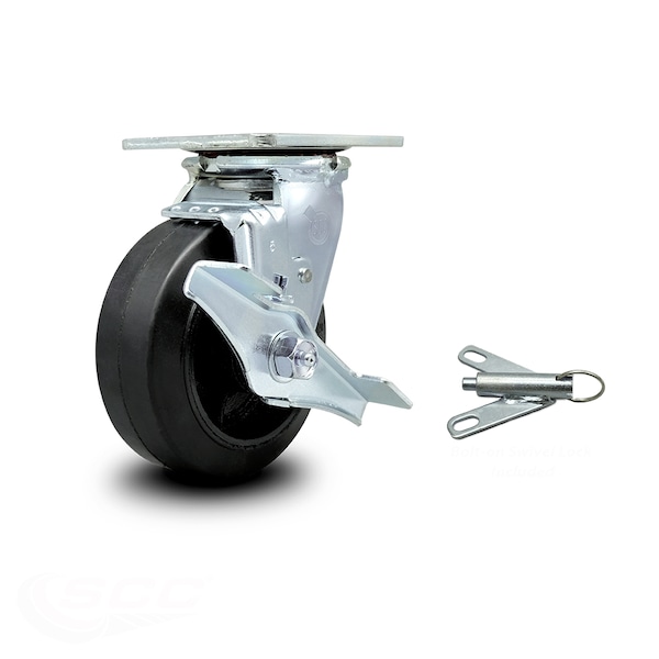 5 Inch Rubber on Steel Caster with Ball Bearing and Brake/Swivel Lock SCC